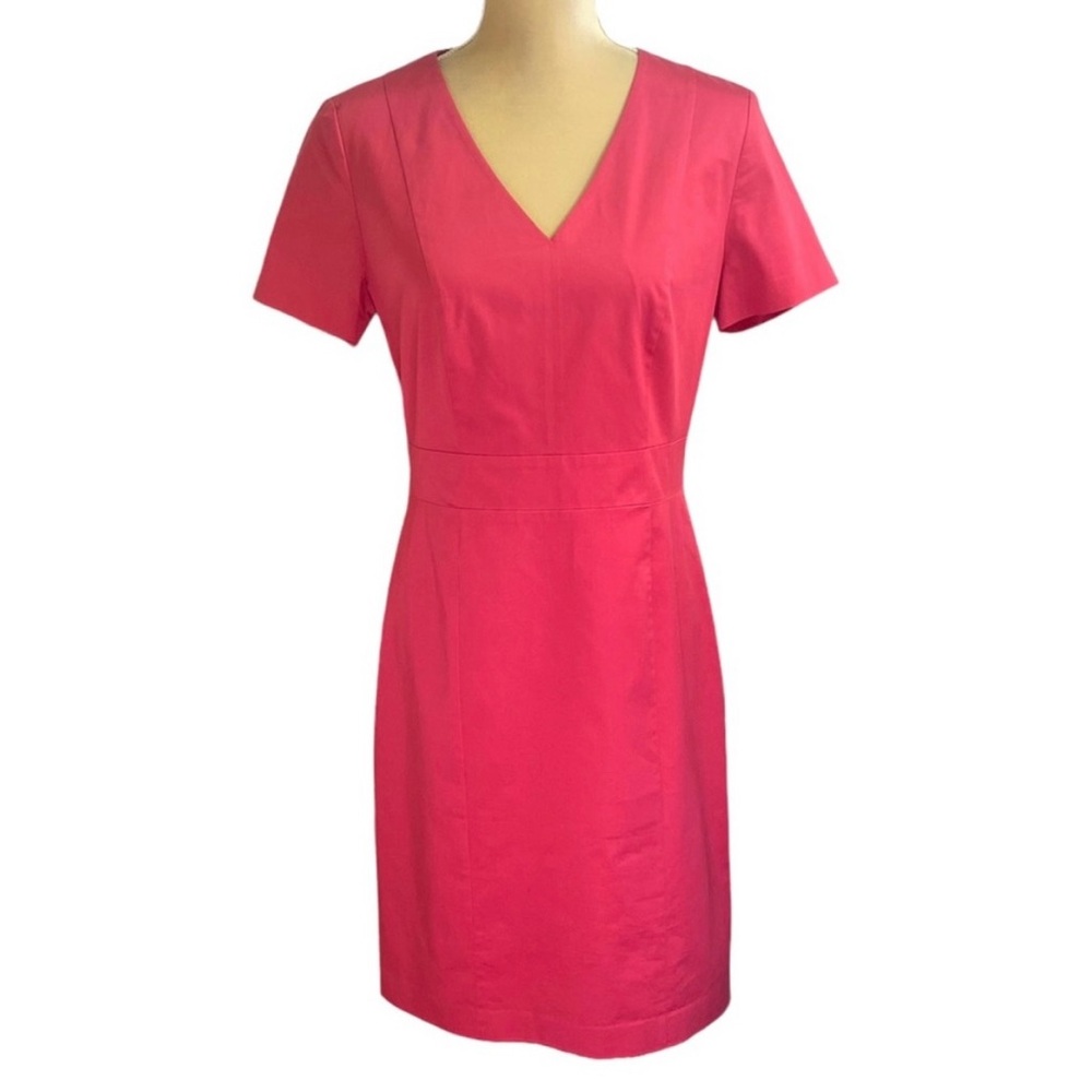 Hugo Boss Hot Pink V-Neck Sheath Dress